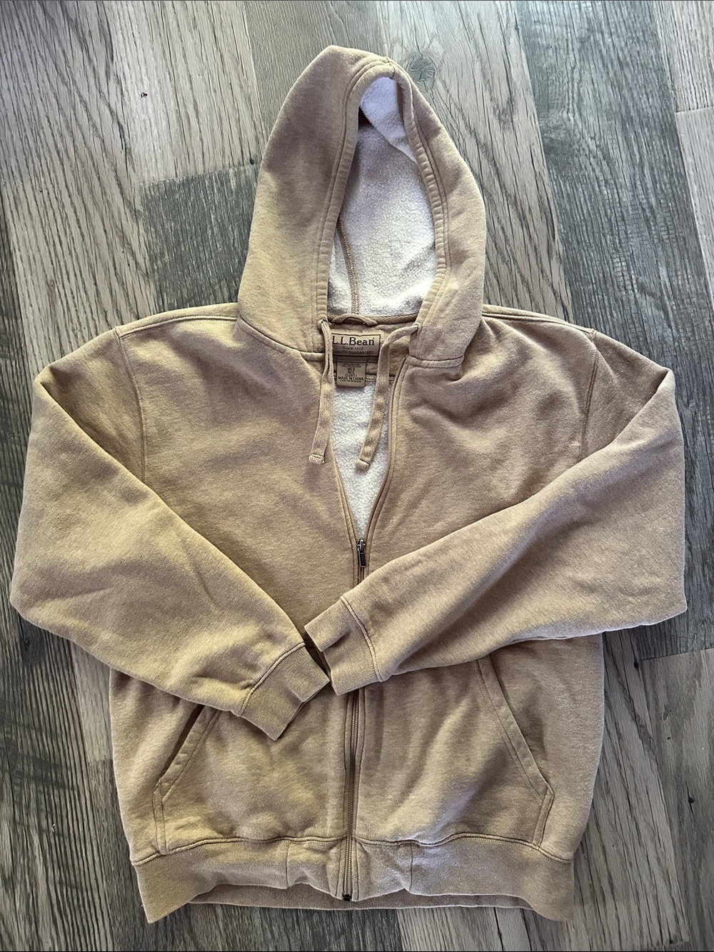 L.L. Bean Tan Full-Zip Hooded‎ Sweatshirt men’s medium